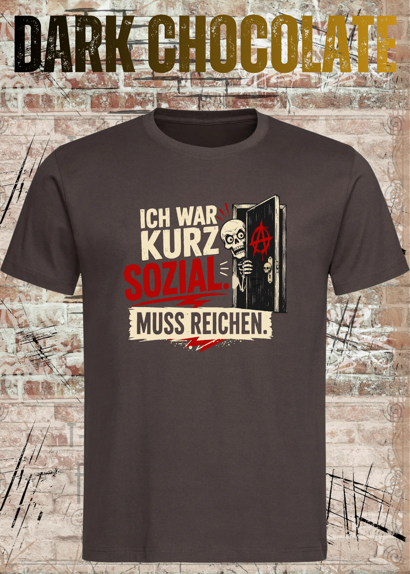 Ich war kurz sozial – Lustiges Skelett Unisex T-Shirt
