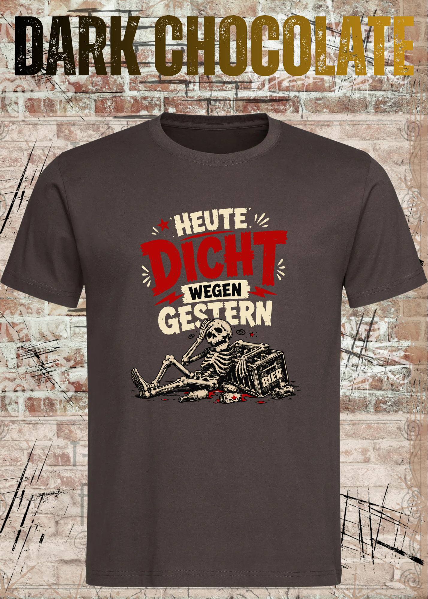 Heute dicht wegen gestern – Lustiges Party T-Shirt mit Skelett