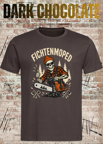 Herren-T-Shirt „Fichtenmoped“ in Dark Chocolate.
