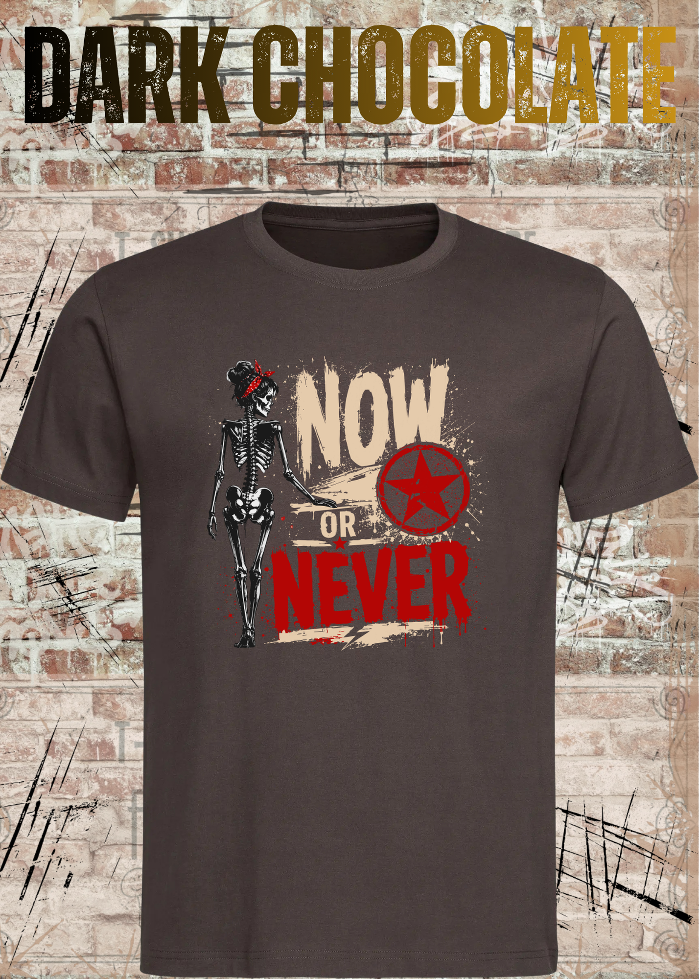 Now or Never Shirt – Rockiges Unisex T-Shirt mit Totenkopf & Vintage Grunge Design