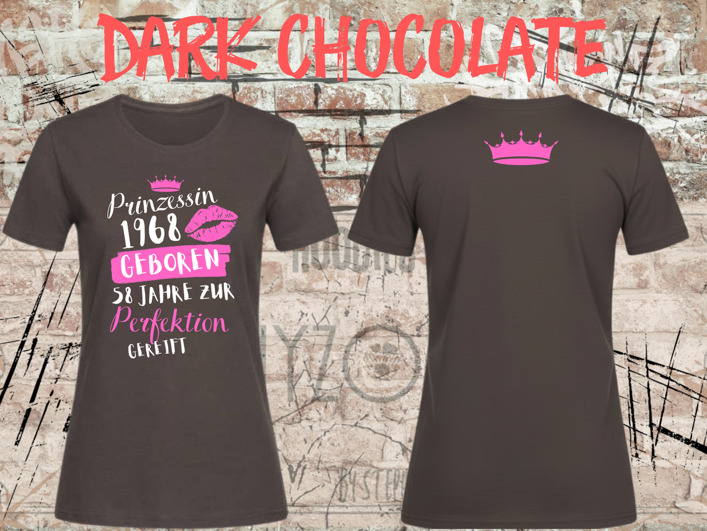T-Shirt Prinzessin 1968 - 58 Jahre zur Perfektion gereift - Personalisierbar mit Geburtsjahr & Alter