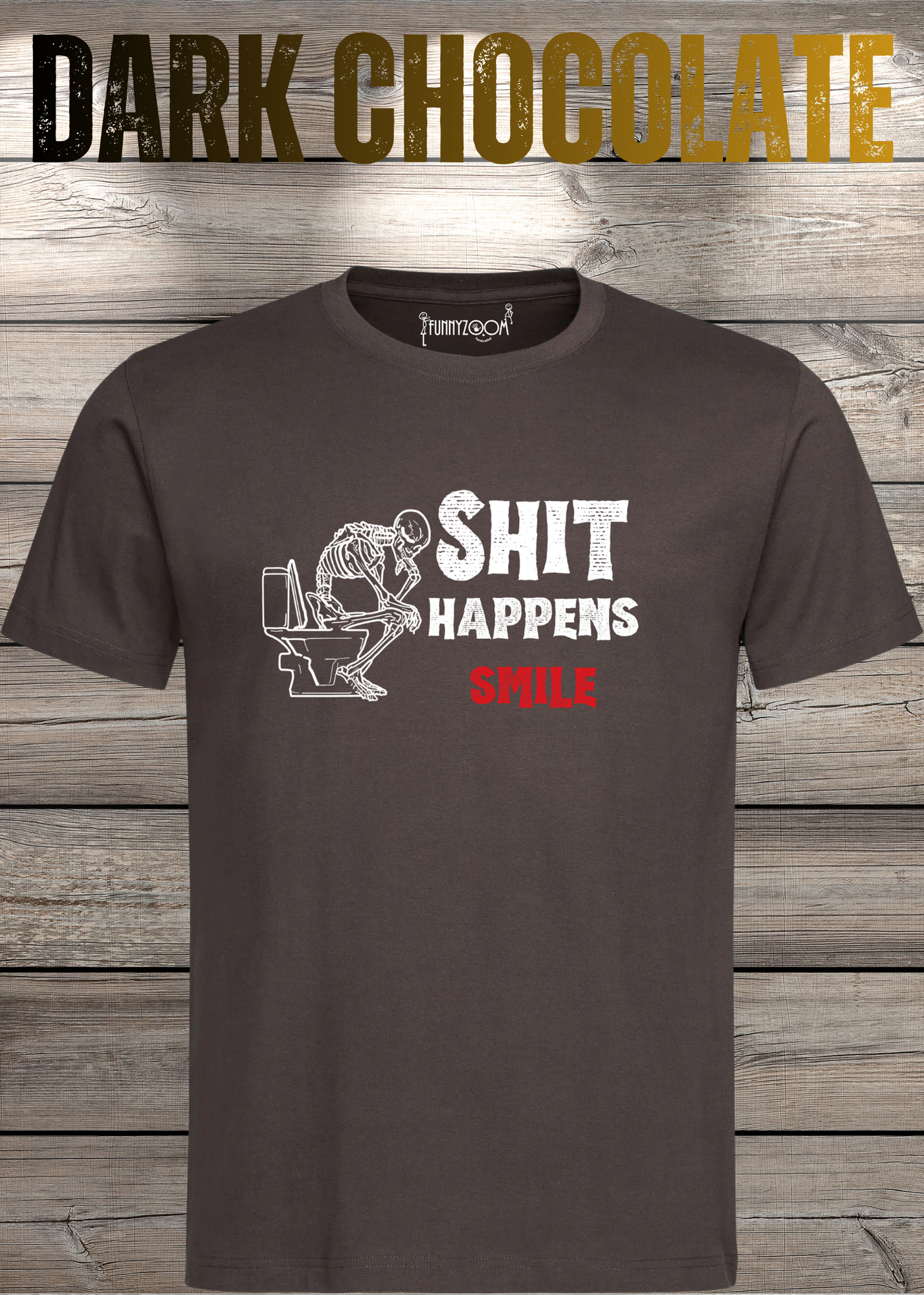T-Shirt 'Shit happens smile' - Skelett Design - Witziges Spruch T-Shirt Unisex - Geschenkidee