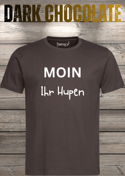 Unisex-T-Shirt „Moin Ihr Hupen“ in Dark Chocolate.