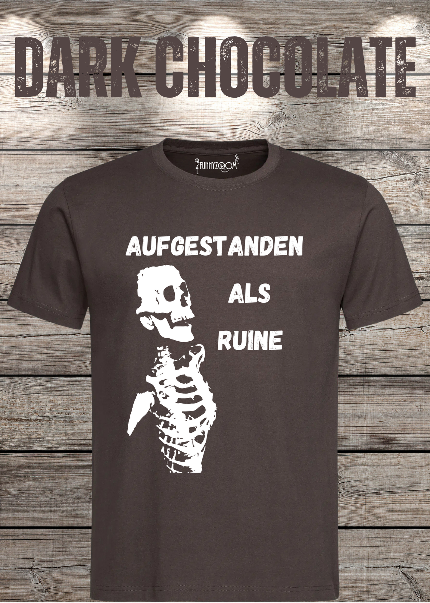 Aufgestanden als Ruine T-Shirt – Lustiges Skelett Shirt für Morgenmuffel