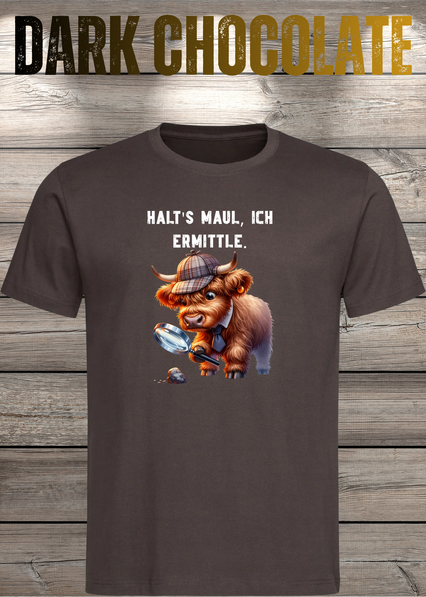 Highland Kuh Unisex T-Shirt - Haltś maul, ich ermittle! - Lustiges Detektiv-Shirt