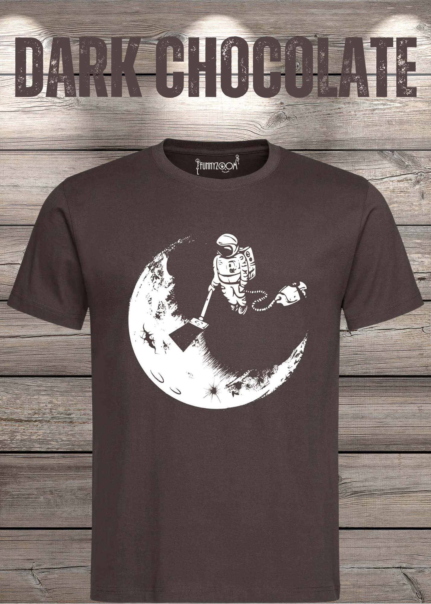 T-Shirt Mond mit Astronaut der Mond mit Staubsauger Staub saugt Personalisierbar Witziges T-Shirt Geschenkidee Lustiges Unisex T-Shirt