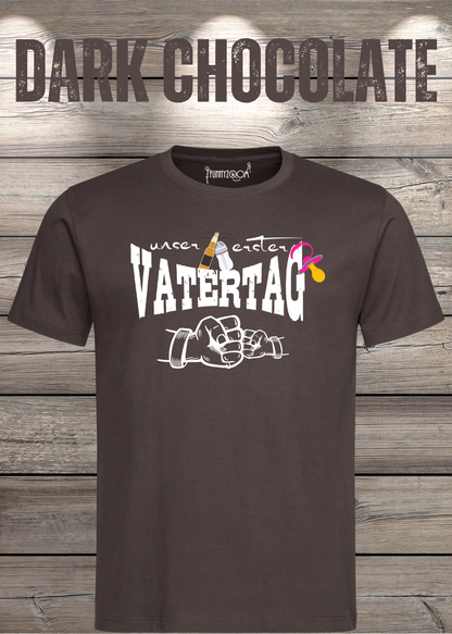 Herren T-Shirt für Papas mit Mädels Unser erster Vatertag Partnerschirt Vater Tochter T-Shirt in Dark Chocolate.