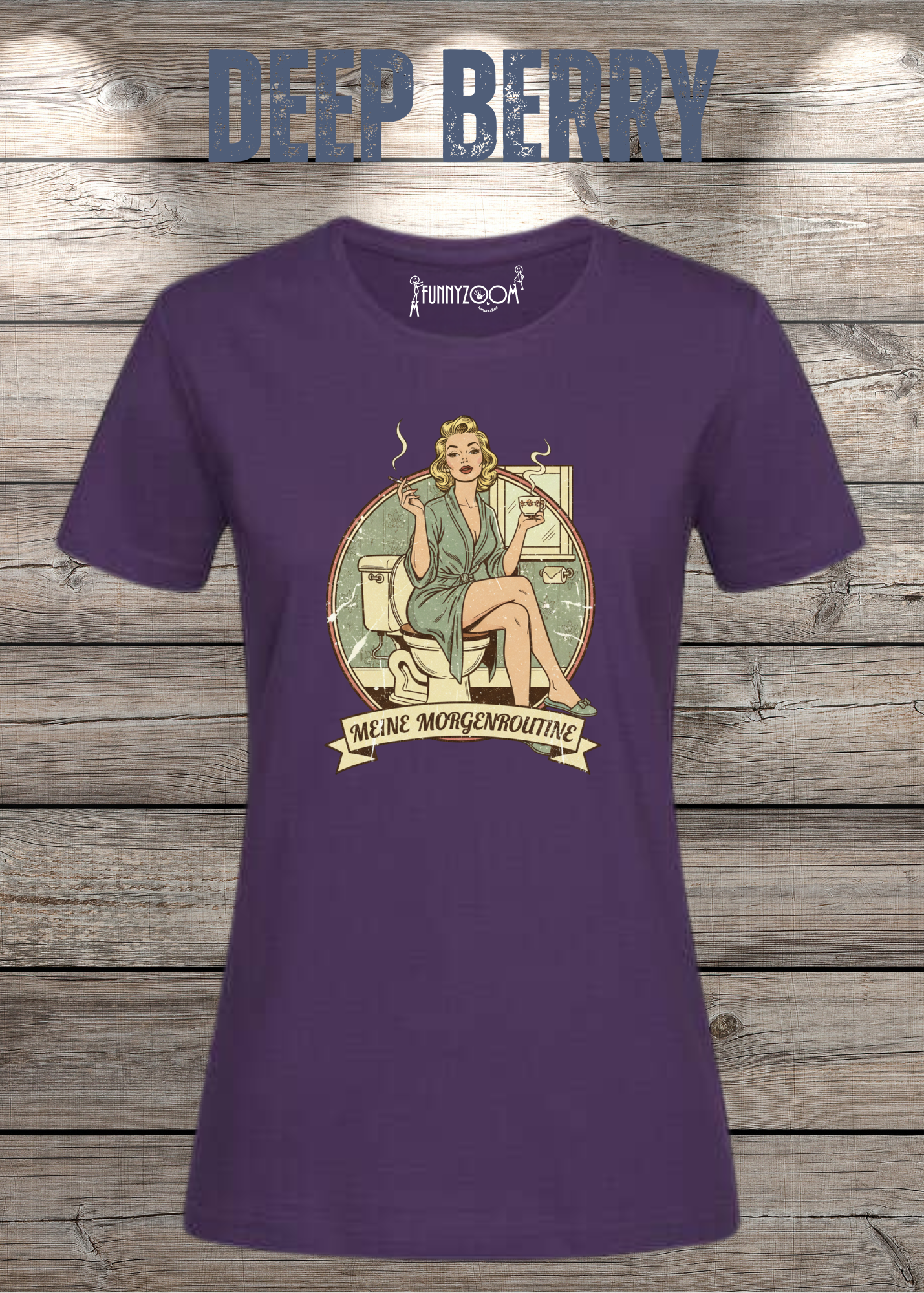 Damen T-Shirt Meine Morgenroutine – Lustiges Retro Shirt für Morgenmuffel