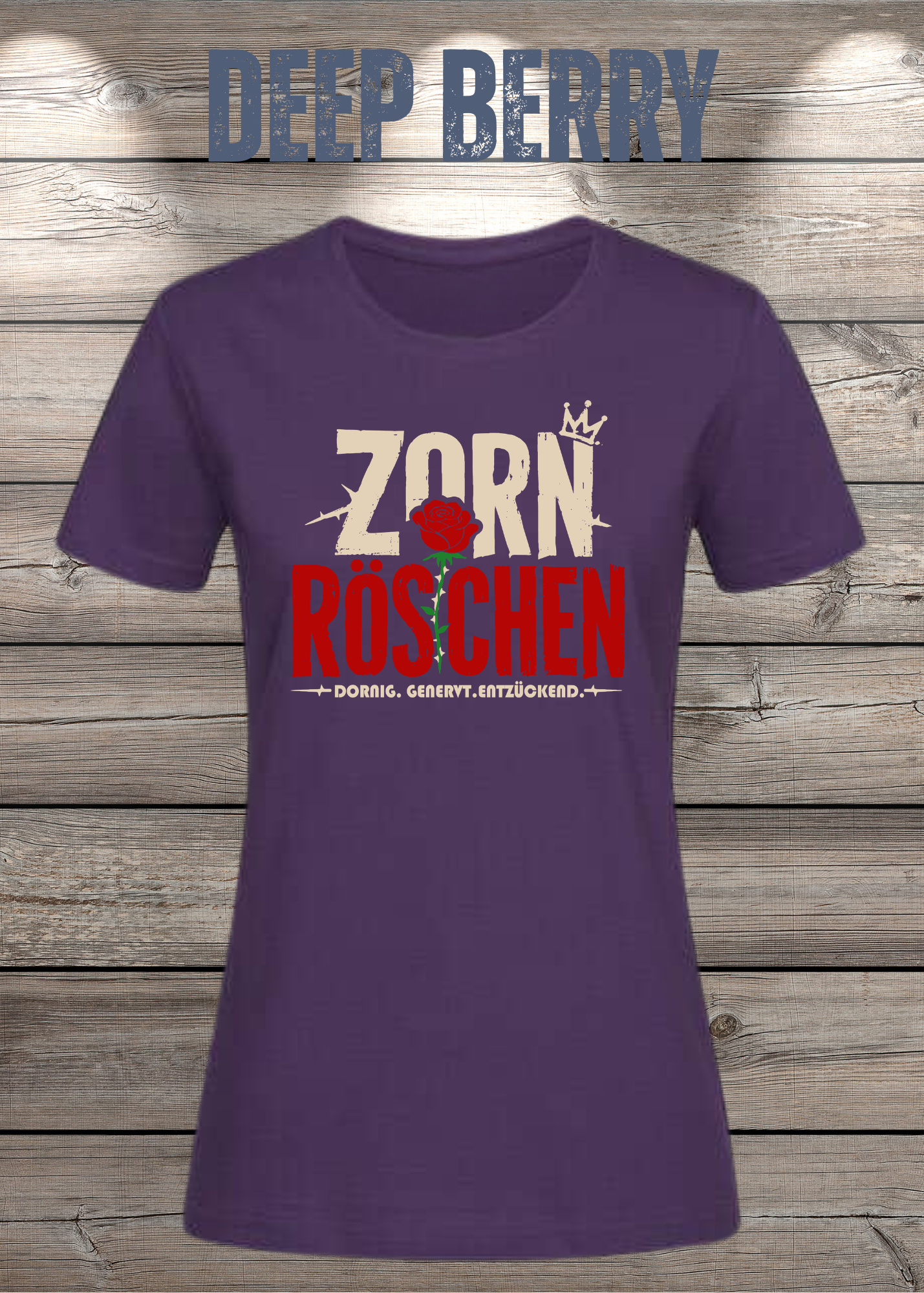 Zorn Röschen – Rockiges Damen T-Shirt mit Rose