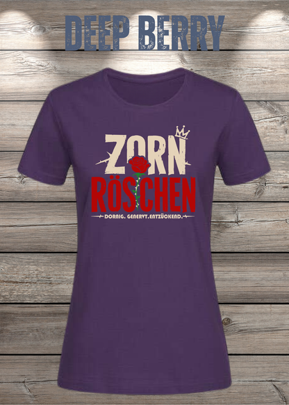 Zorn Röschen – Rockiges Damen T-Shirt mit Rose