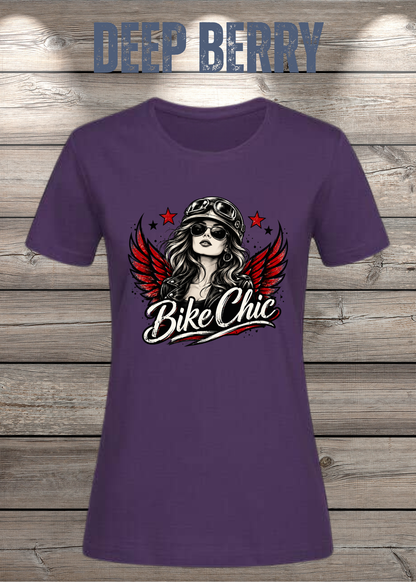 Bike Chic – Damen Biker T-Shirt | Rockiges Motorrad Shirt