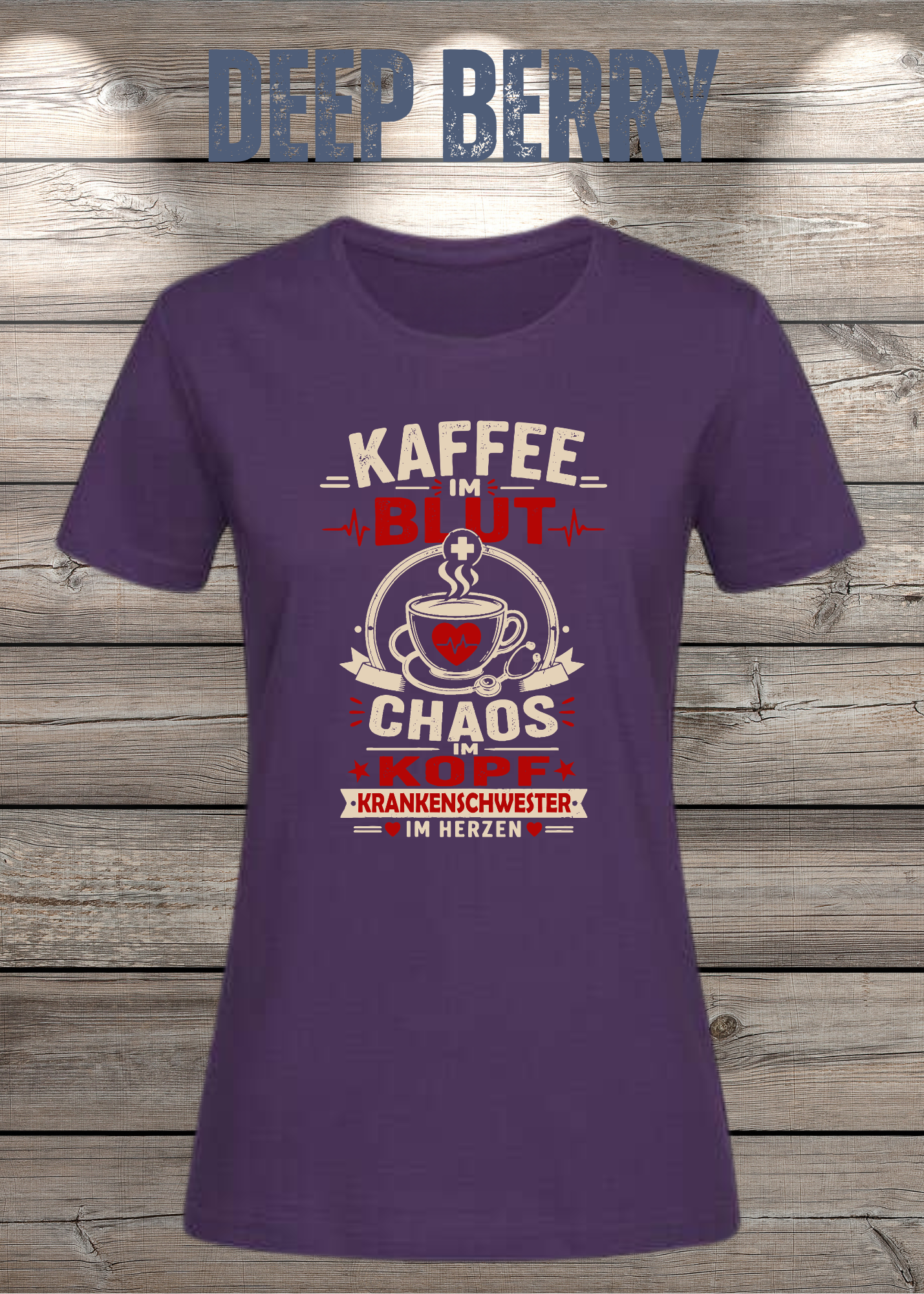 Krankenschwester T-Shirt – Kaffee im Blut, Chaos im Kopf
