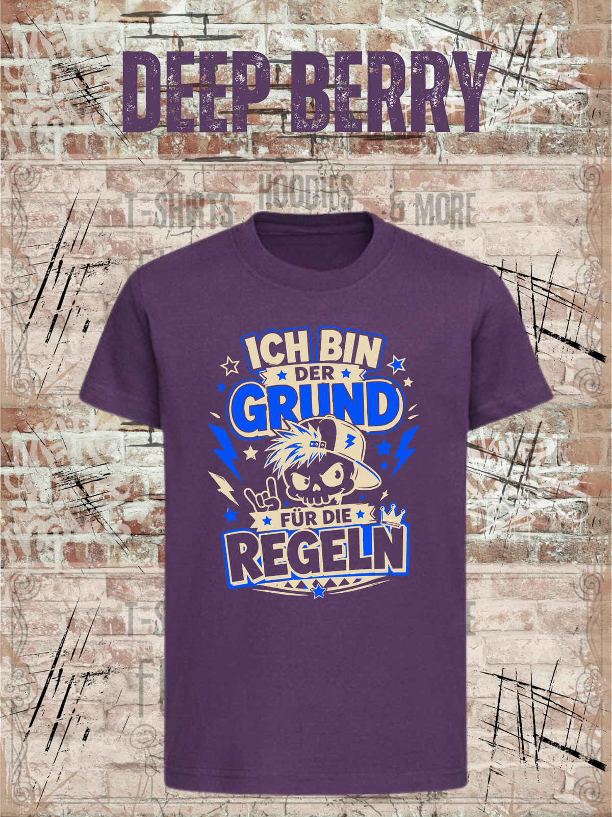 Ich bin der Grund für die Regeln – Jungen T-Shirt in Deep Berry.