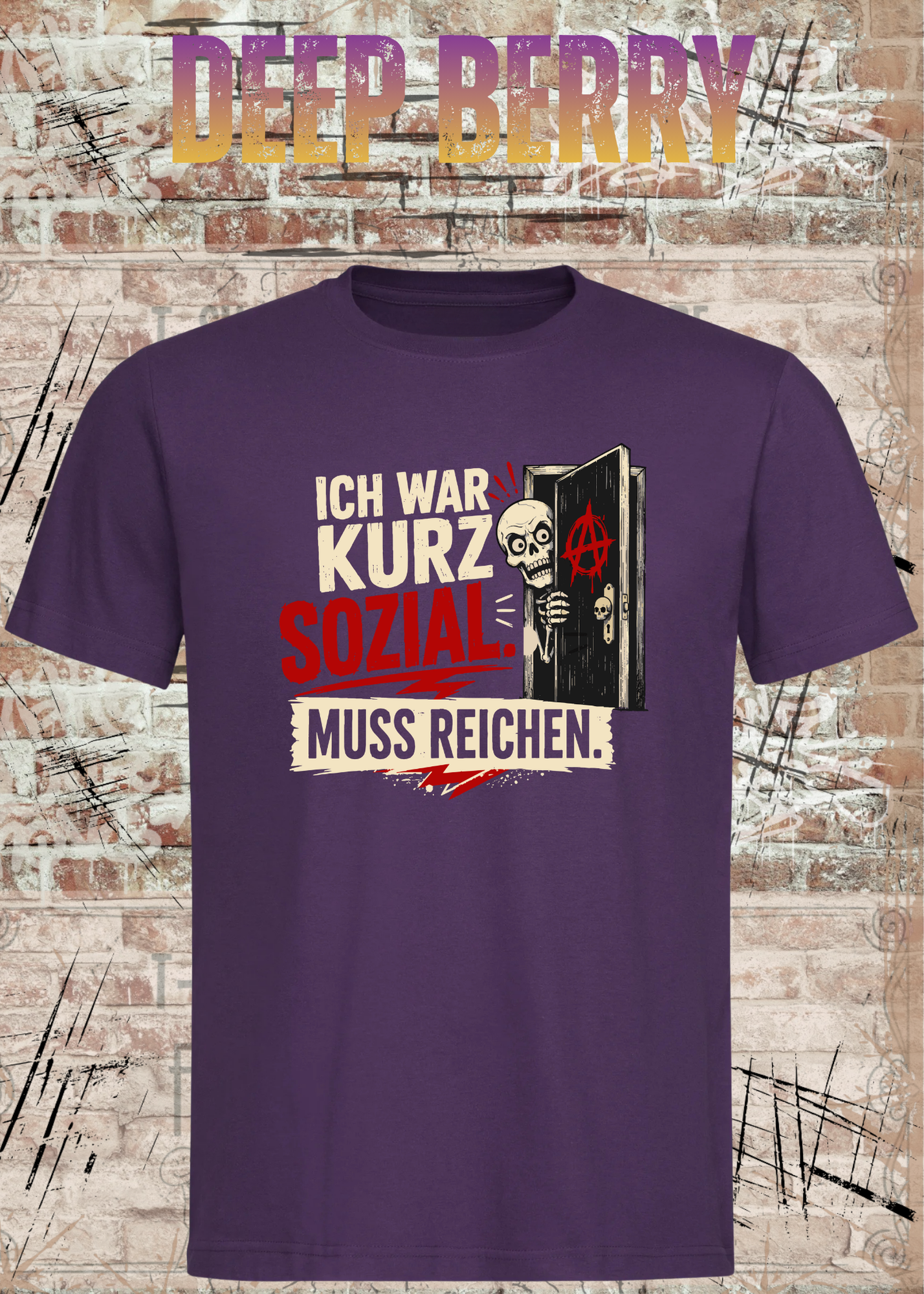 Ich war kurz sozial – Lustiges Skelett Unisex T-Shirt