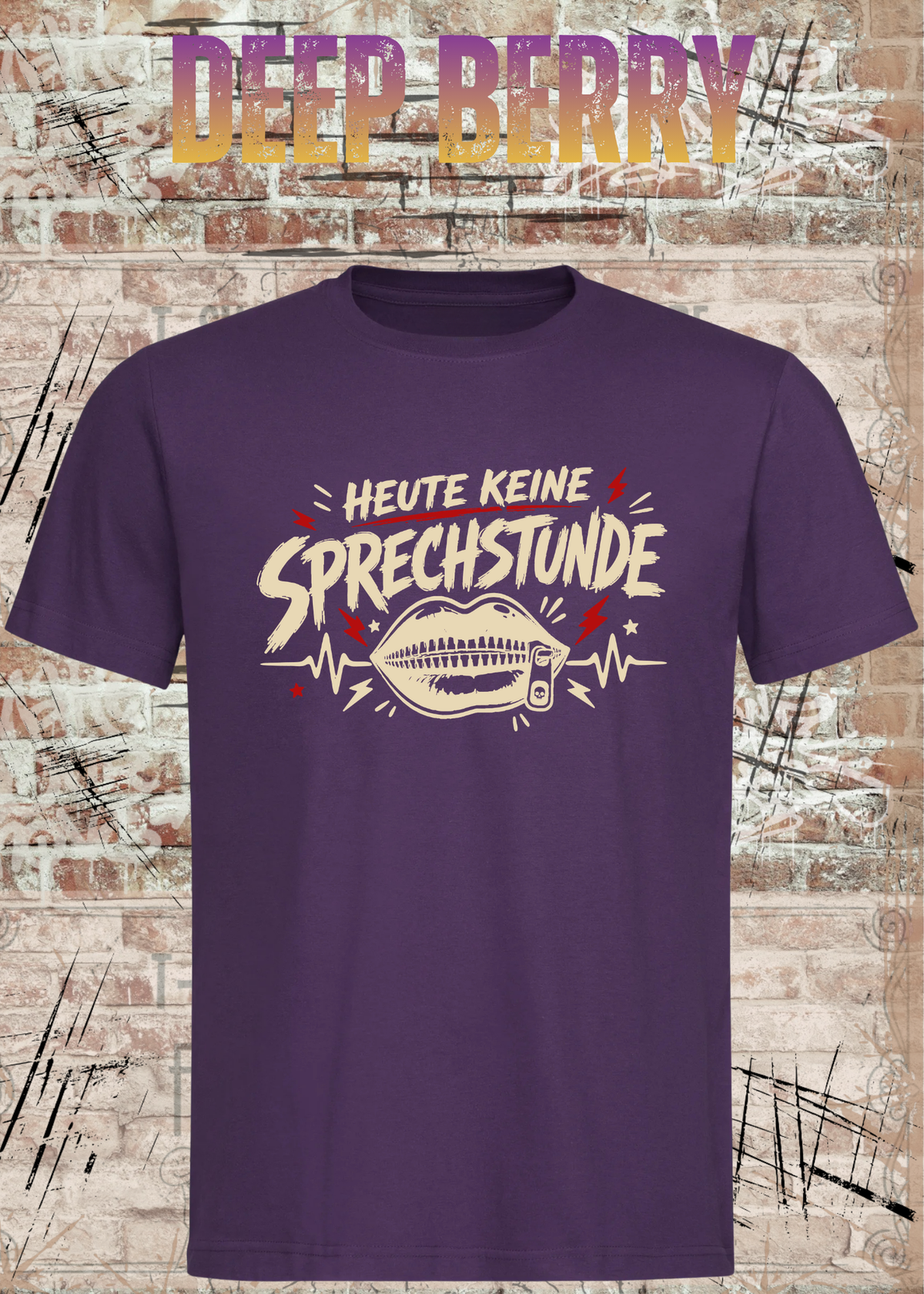 Unisex-T-Shirt „Heute keine Sprechstunde“ in Deep Berry.
