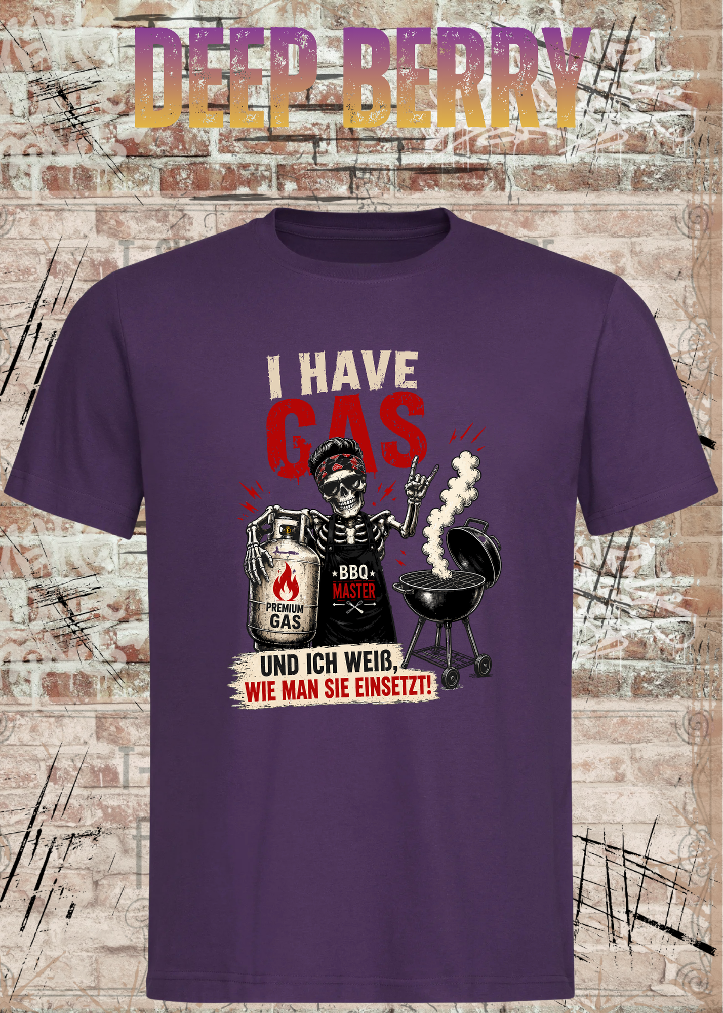 Grillmeister T-Shirt „I Have Gas“ – Skelett BBQ
