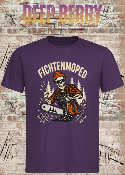 Herren-T-Shirt „Fichtenmoped“ in Deep Berry.