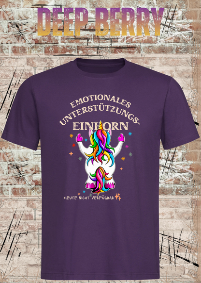 Emotionales Unterstützungs-Einhorn T-Shirt in Deep Berry.