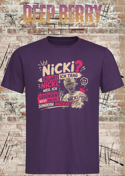 Unisex-T-Shirt „Ich trag Nicki“ in Deep Berry.