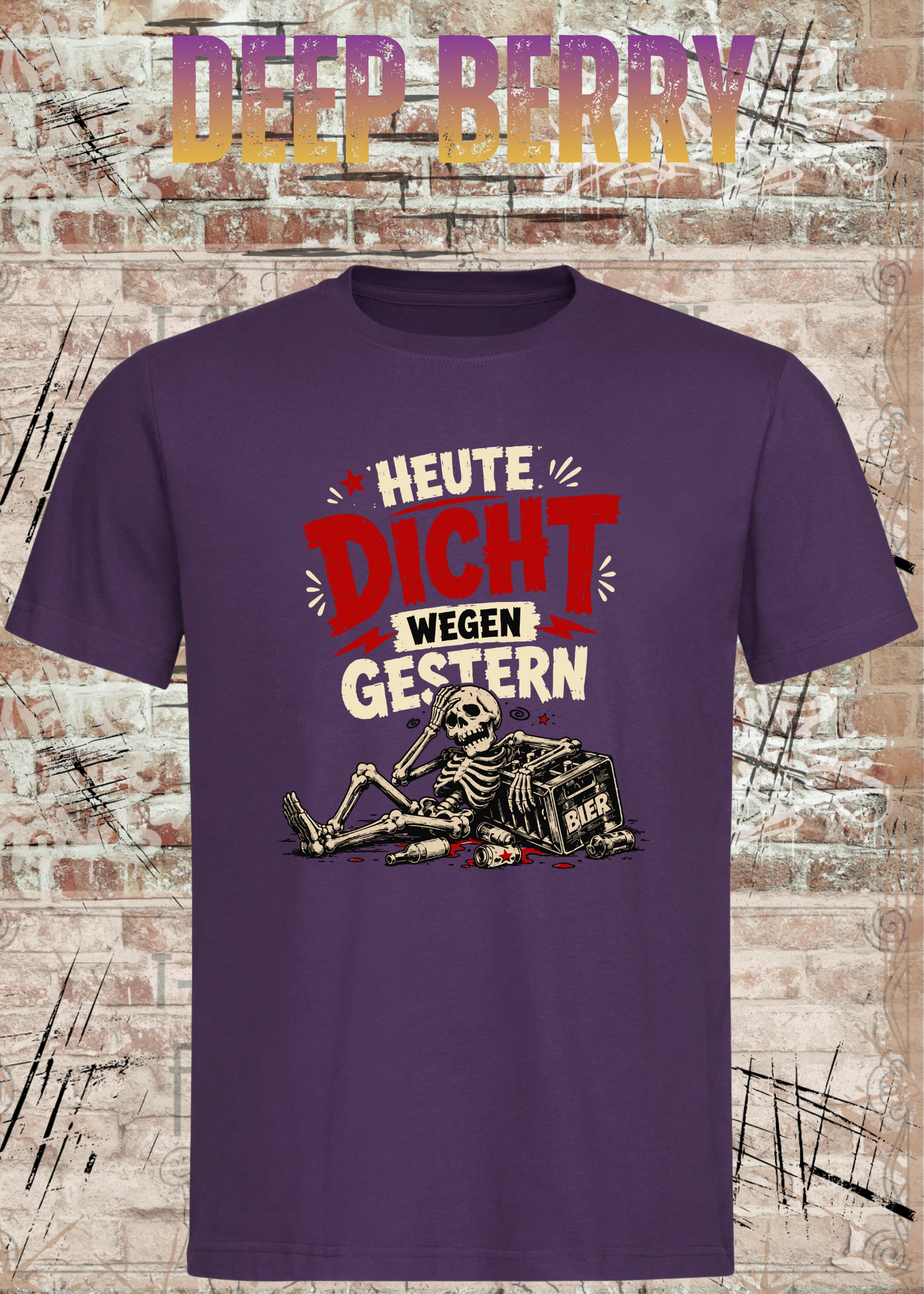 Heute dicht wegen gestern – Lustiges Party T-Shirt mit Skelett