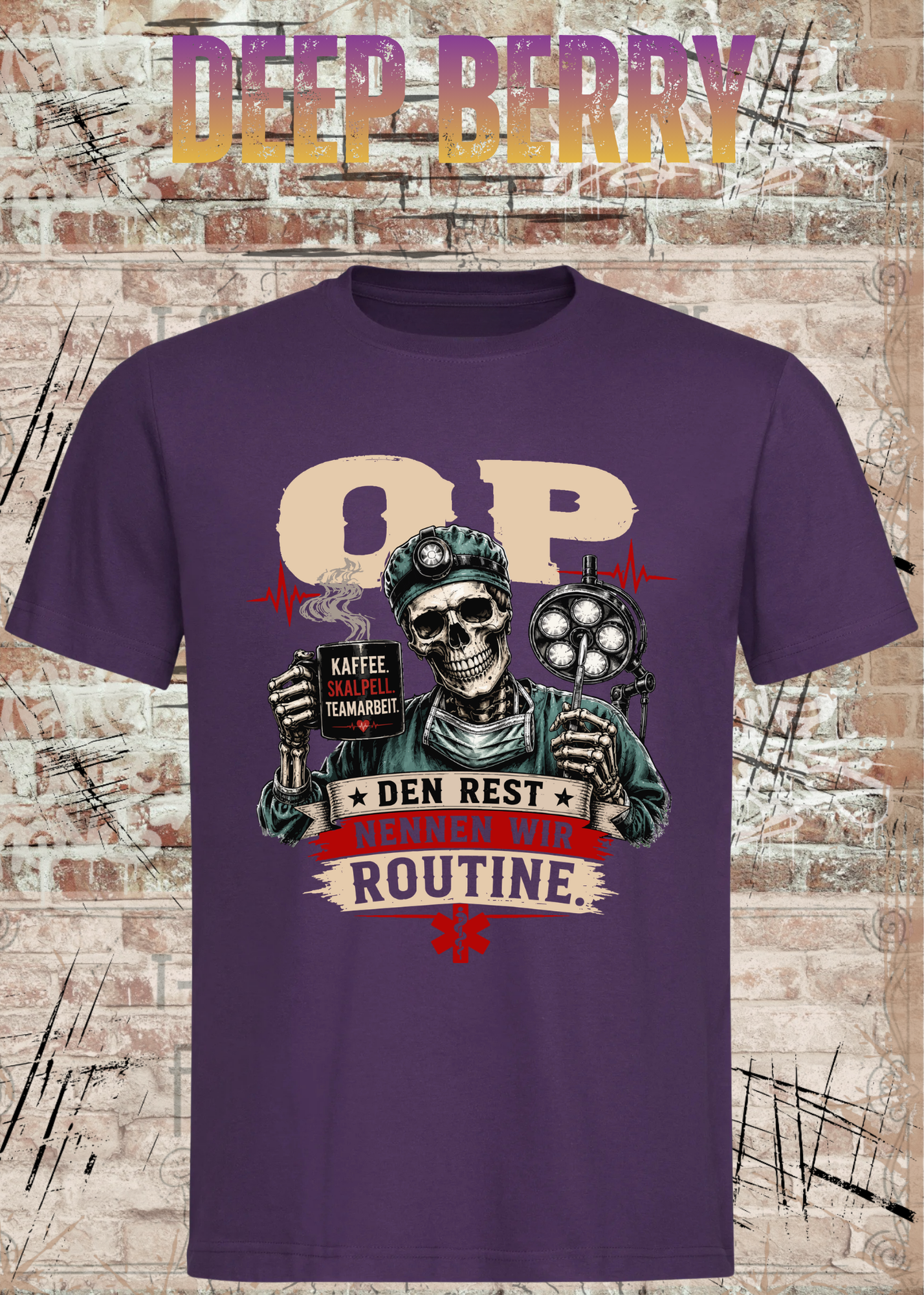 OP T-Shirt „Den Rest nennen wir Routine“ | Skelett Shirt für OP-Team & Medizin