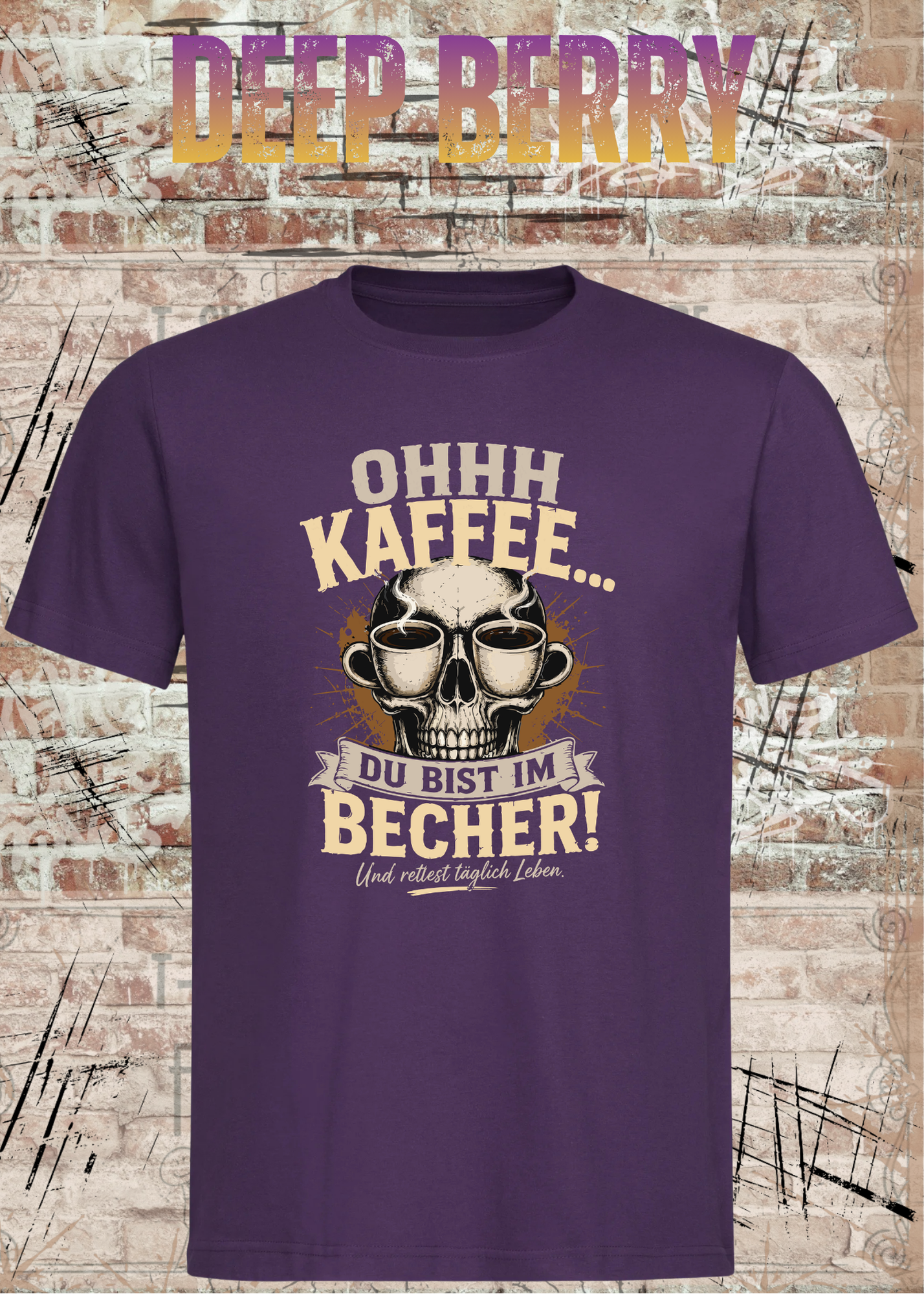 Ohhh Kaffee T-Shirt – Lustiges Kaffee Shirt mit Totenkopf für Kaffeeliebhaber