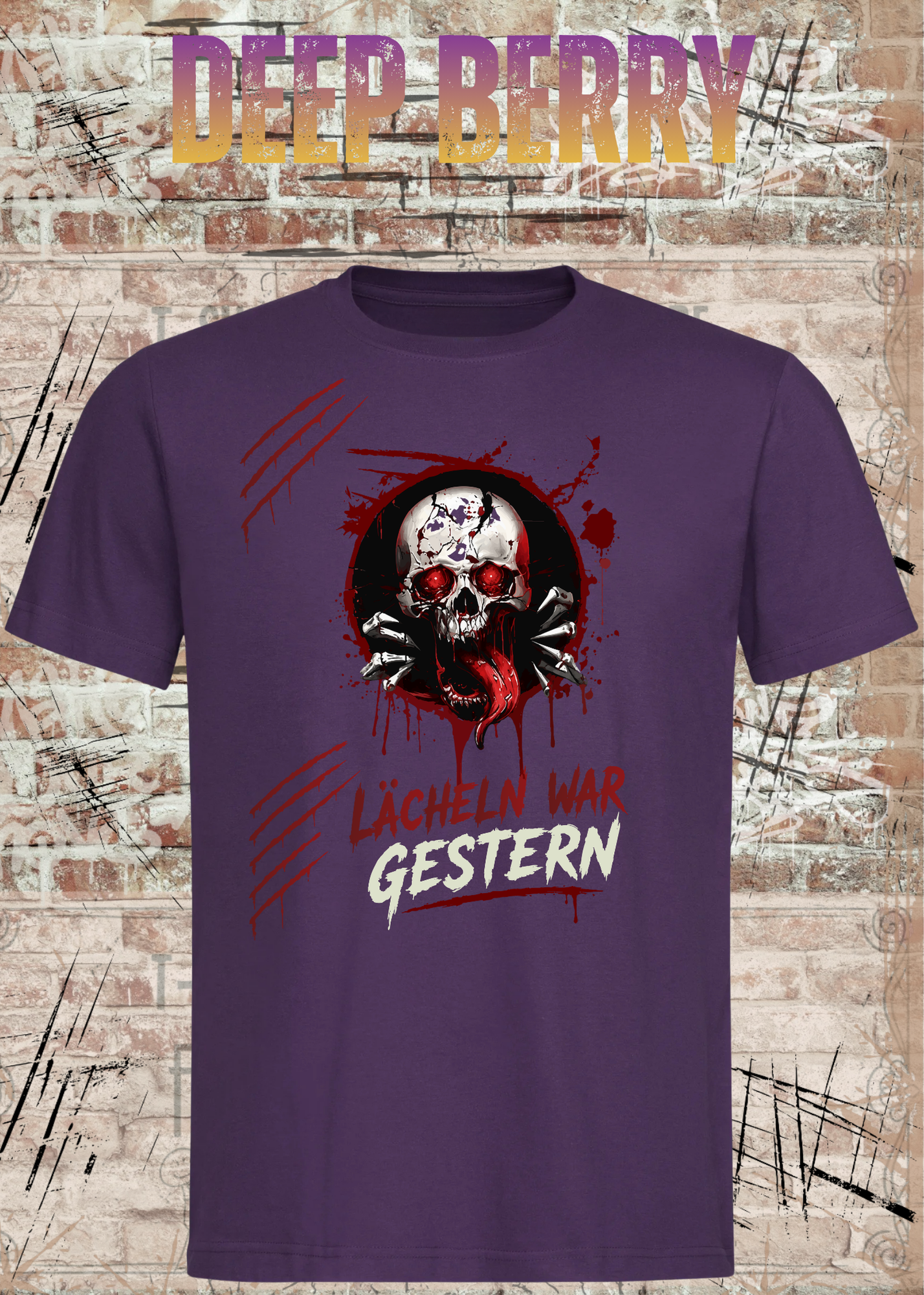 Rock & Metal T-Shirt "Lächeln war gestern" | Totenkopf Horror Shirt | Gothic Unisex
