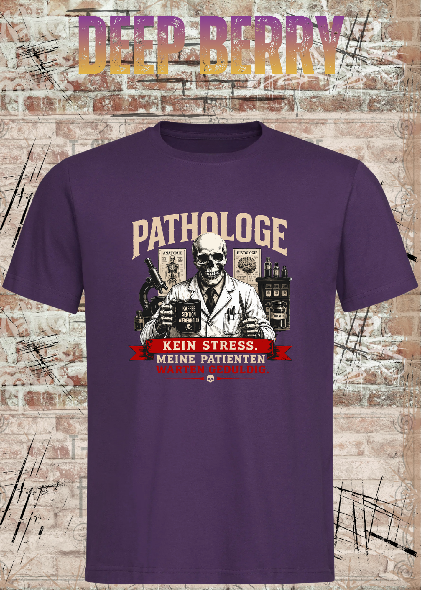 Pathologe T-Shirt – Kein Stress, meine Patienten warten geduldig – Lustiges Pathologie Shirt für Mediziner