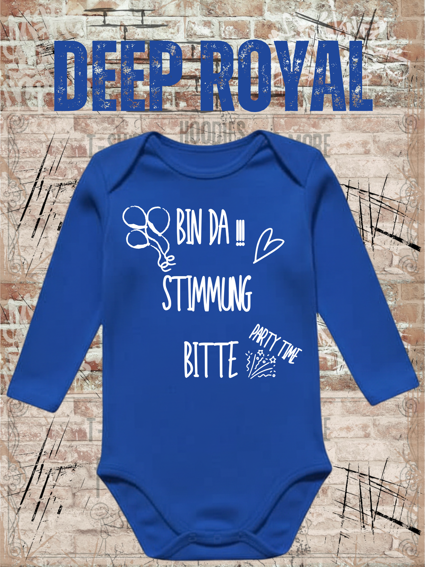 Baby Body Langarm 'Bin da - Stimmung bitte Party Time!' - Lustiger Spruch fuer kleine Partyloewen