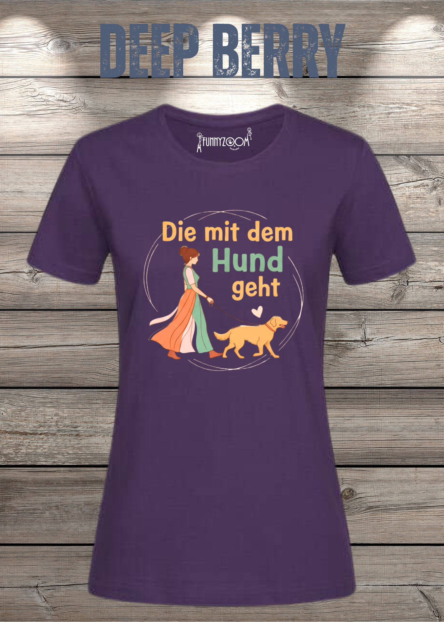 Damen T-Shirt 'Die mit dem Hund geht' - Hundeliebhaber Geschenk Gassi-Gehen