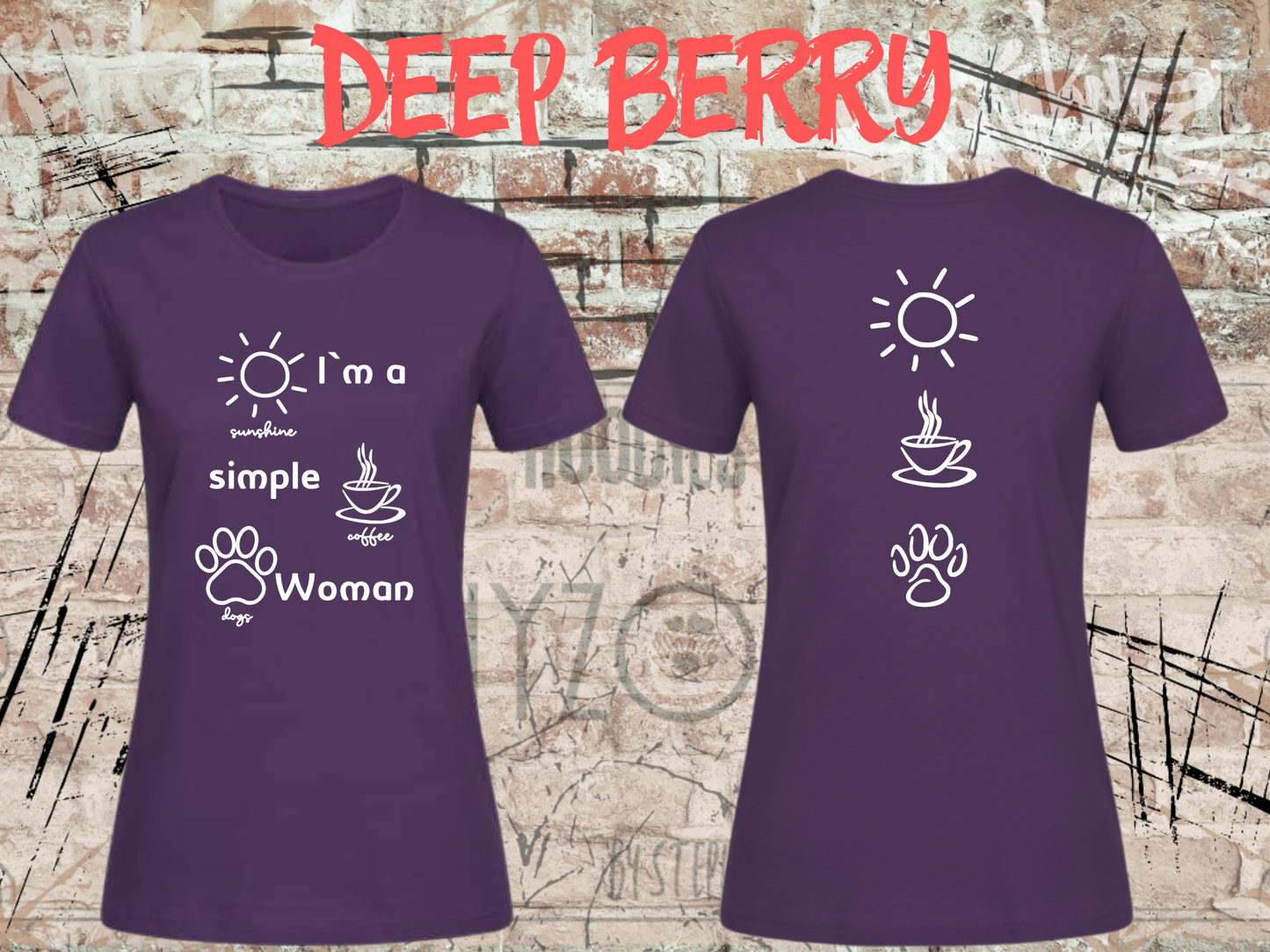 T-Shirt I'm a simple Woman Sunshine Coffee and Dogs Lustige Sprüche Geschenkidee Freizeit viele Farben