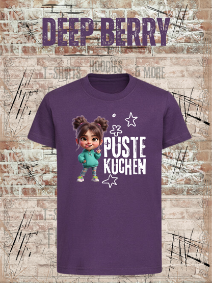 Kinder-T-Shirt „Pustekuchen!“ in Deep Berry.