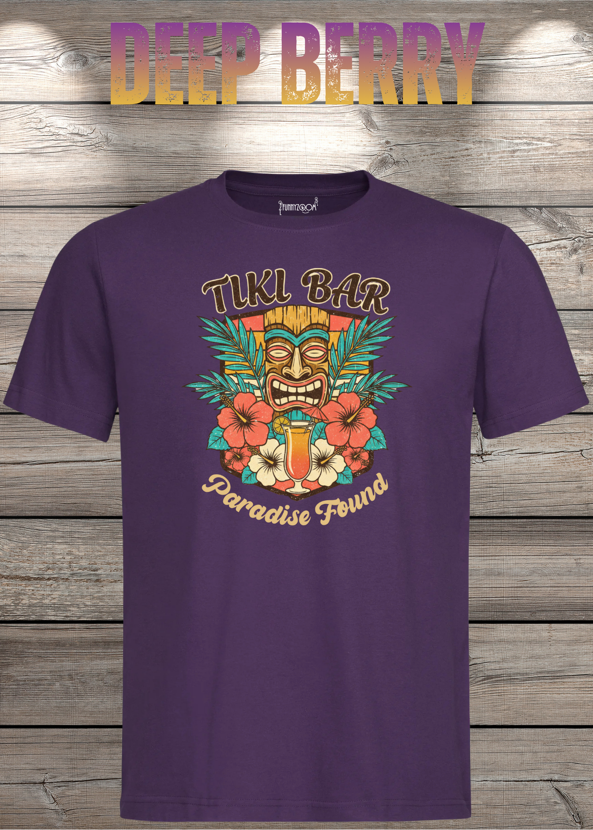 T-Shirt Tiki Bar in Deep Berry.