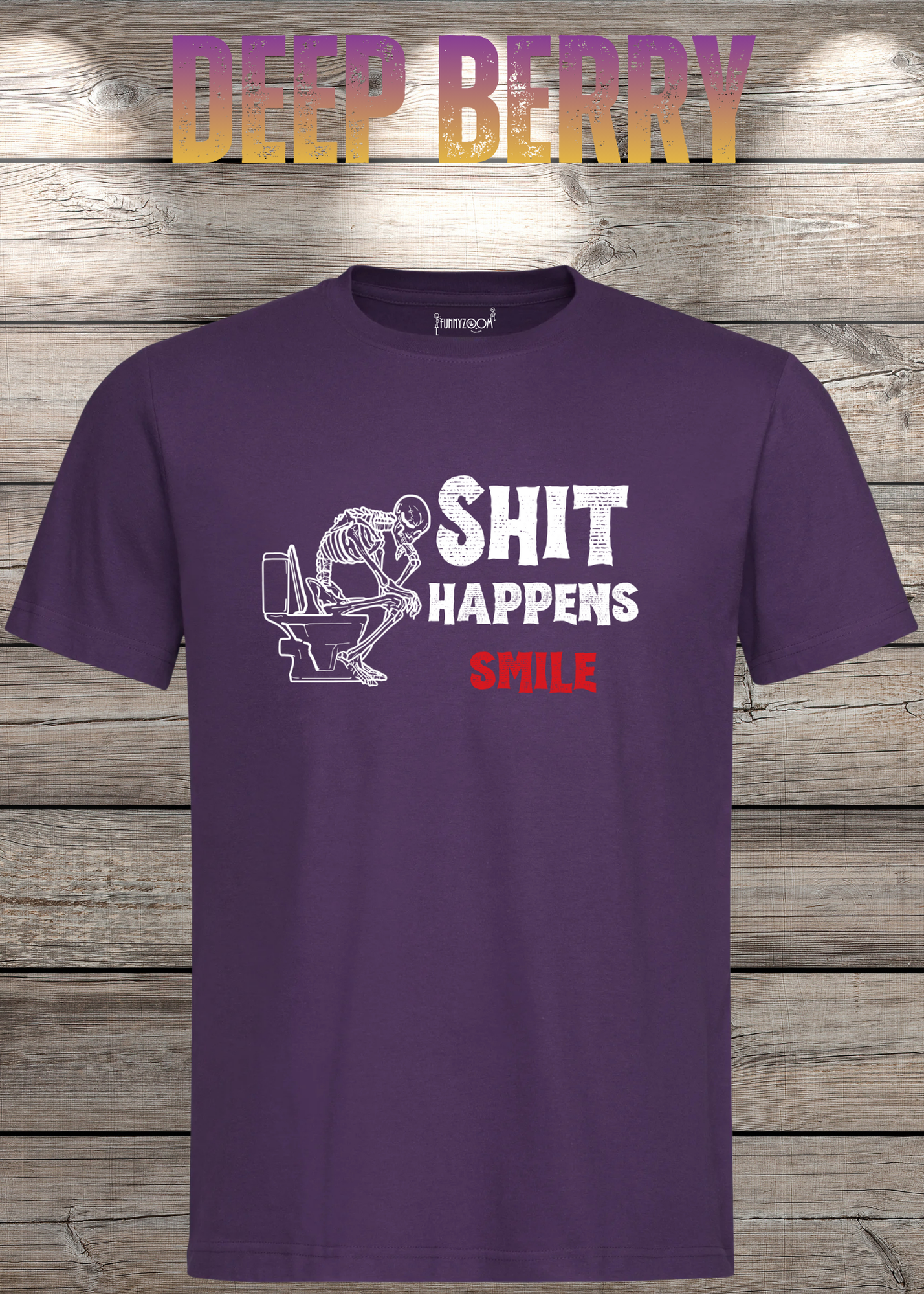 T-Shirt 'Shit happens smile' - Skelett Design - Witziges Spruch T-Shirt Unisex - Geschenkidee
