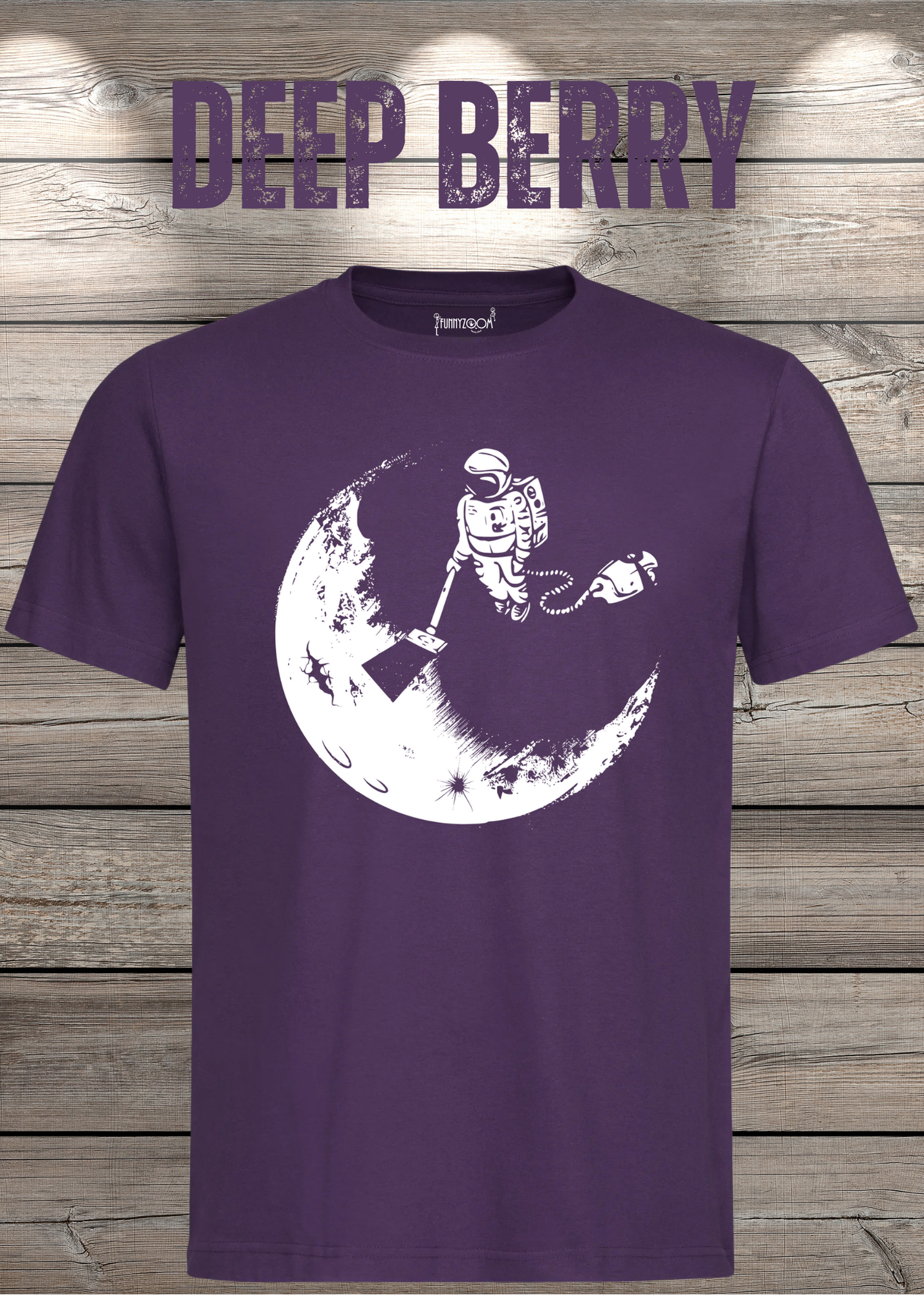T-Shirt Mond mit Astronaut der Mond mit Staubsauger Staub saugt Personalisierbar Witziges T-Shirt Geschenkidee Lustiges Unisex T-Shirt