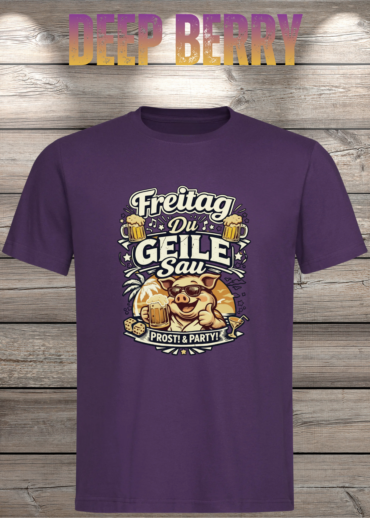 Freitag T-Shirt -Lustiger Spruch für Wochenende & Party / Wochenende in Deep Berry.
