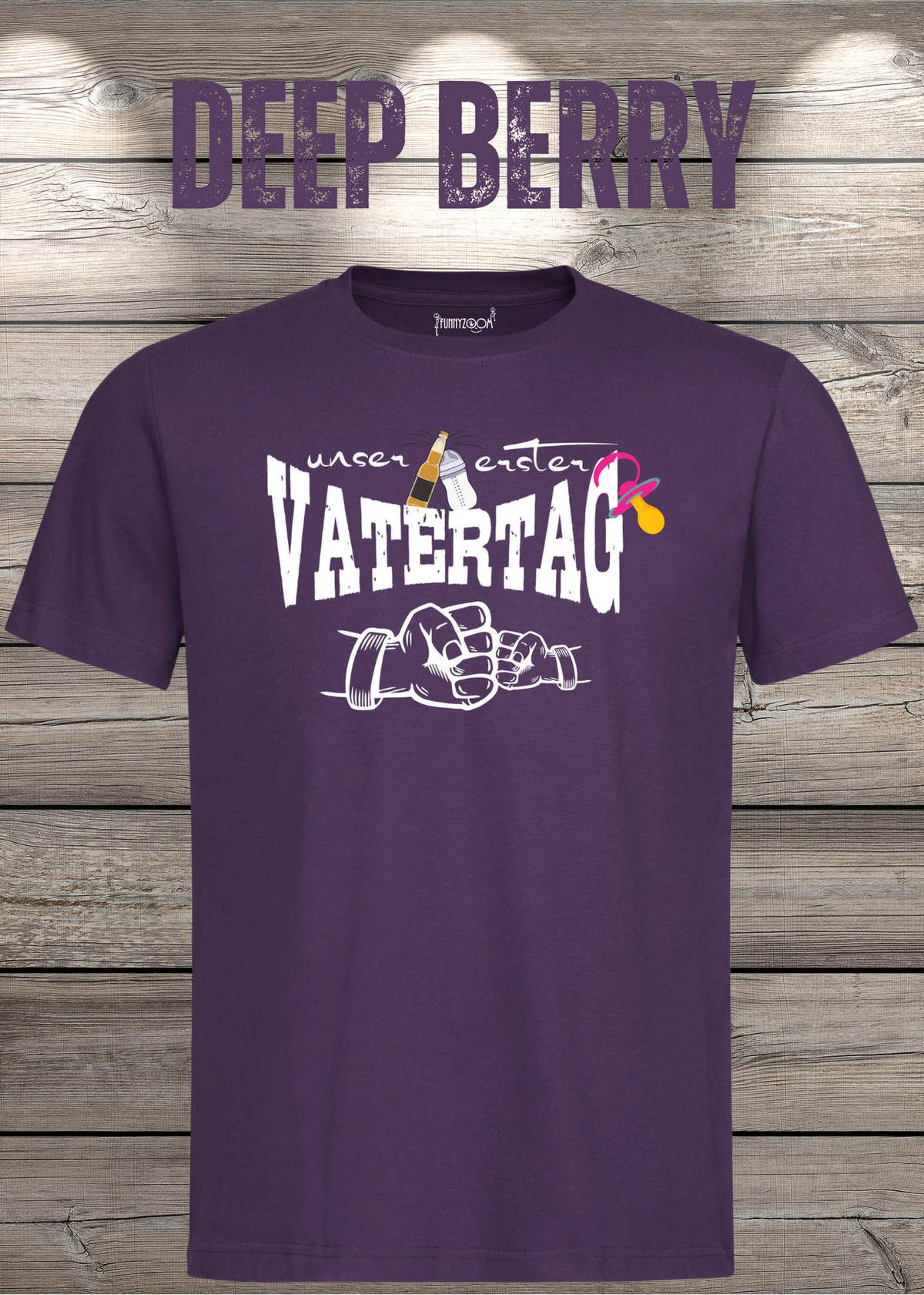 Herren T-Shirt für Papas mit Mädels Unser erster Vatertag Partnerschirt Vater Tochter T-Shirt in Deep Berry.