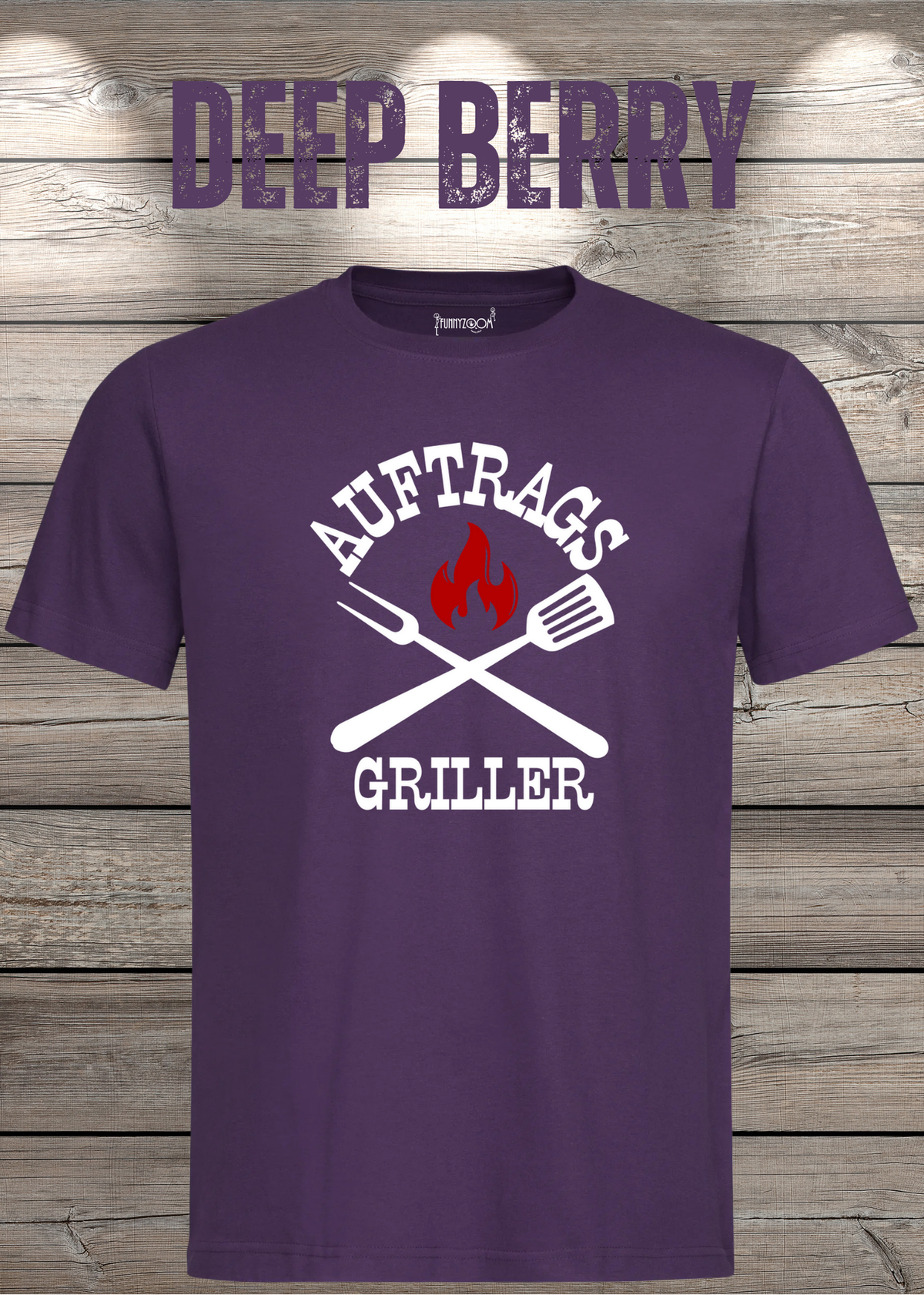Auftrags-Griller T-Shirt in Deep Berry.