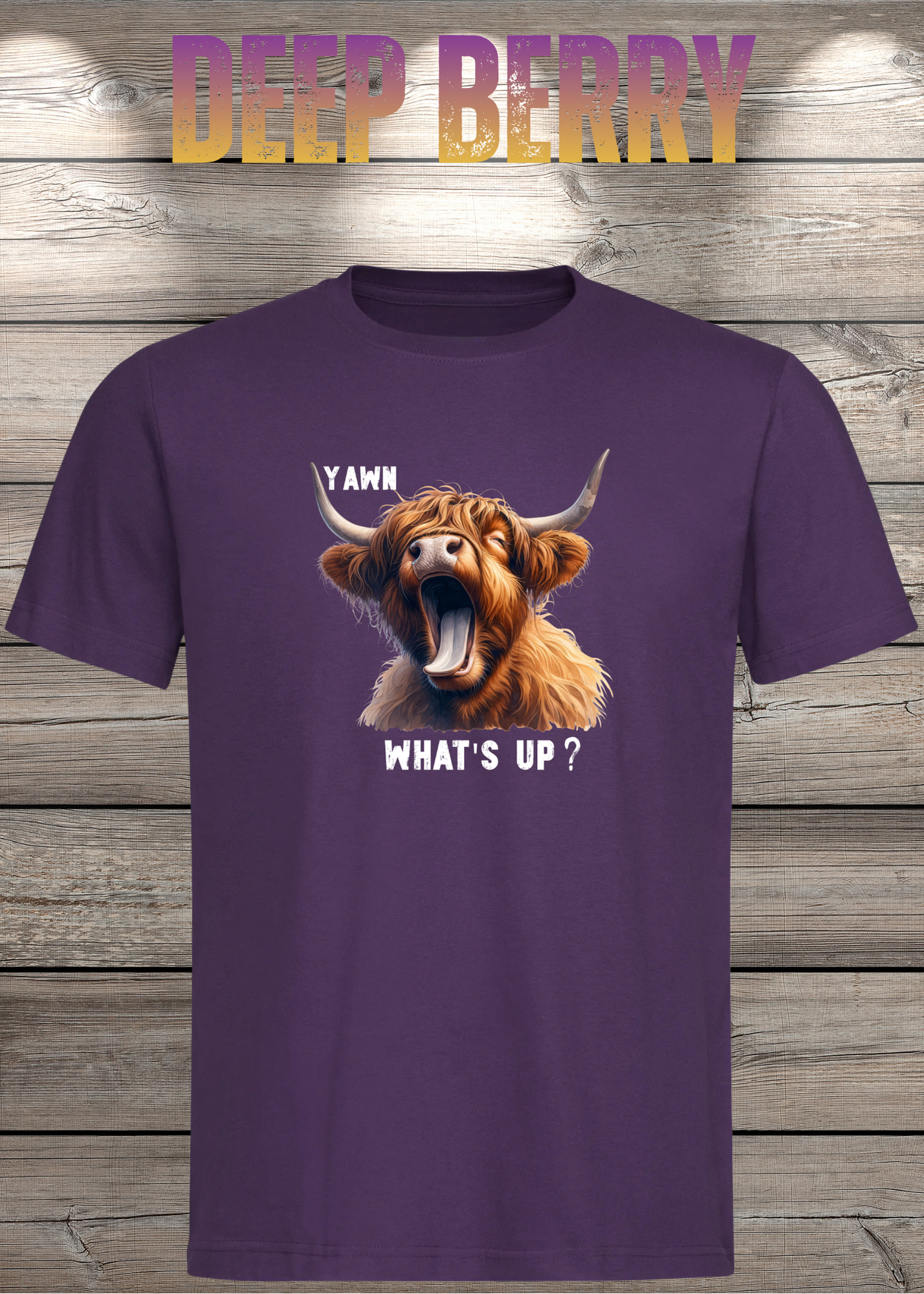 Highland Kuh T-Shirt Yawn, what's up? - Für Professionelle Faulpelze