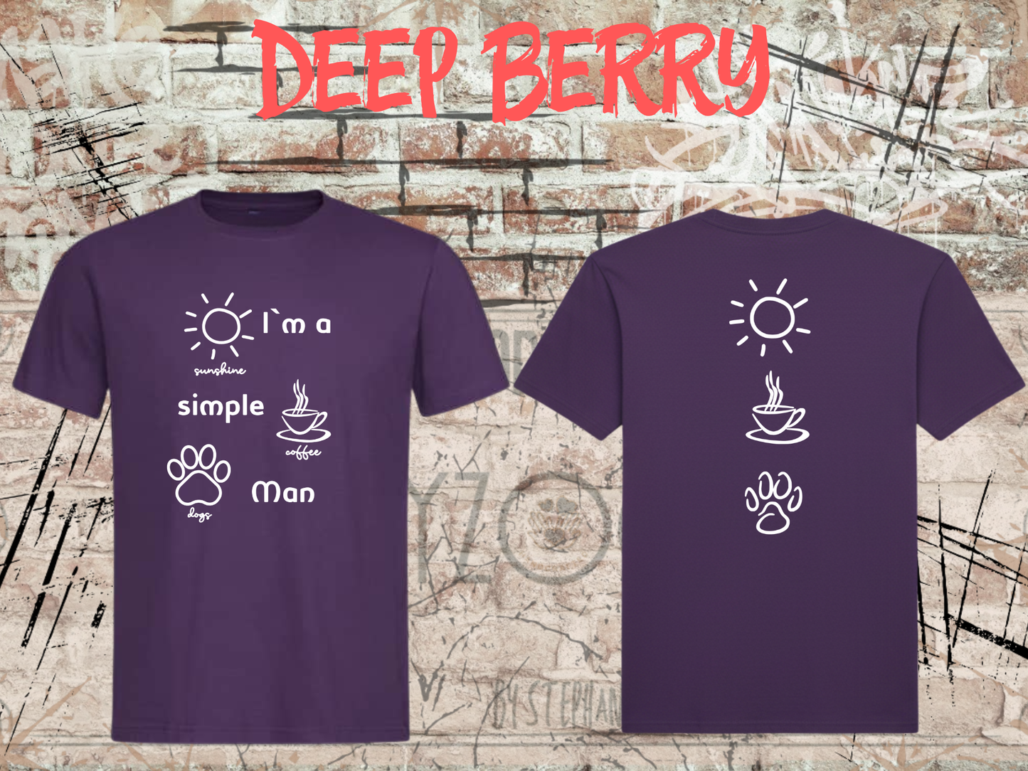 Herren T-Shirt I'm a simple Man Kaffee Sonnenschein Hunde Witziges Statement Shirt Lustiges Geschenk