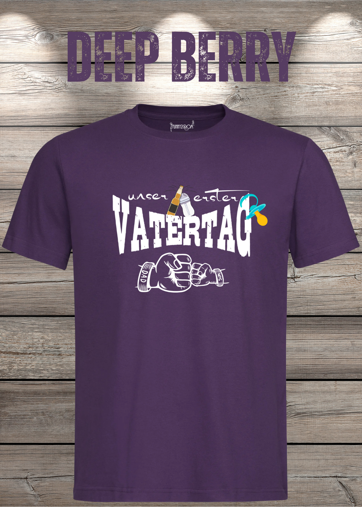 Herren T-Shirt für Papas mit Jungs Unser erster Vatertag Partnerschirt Vater Sohn T-Shirt in Deep Berry.