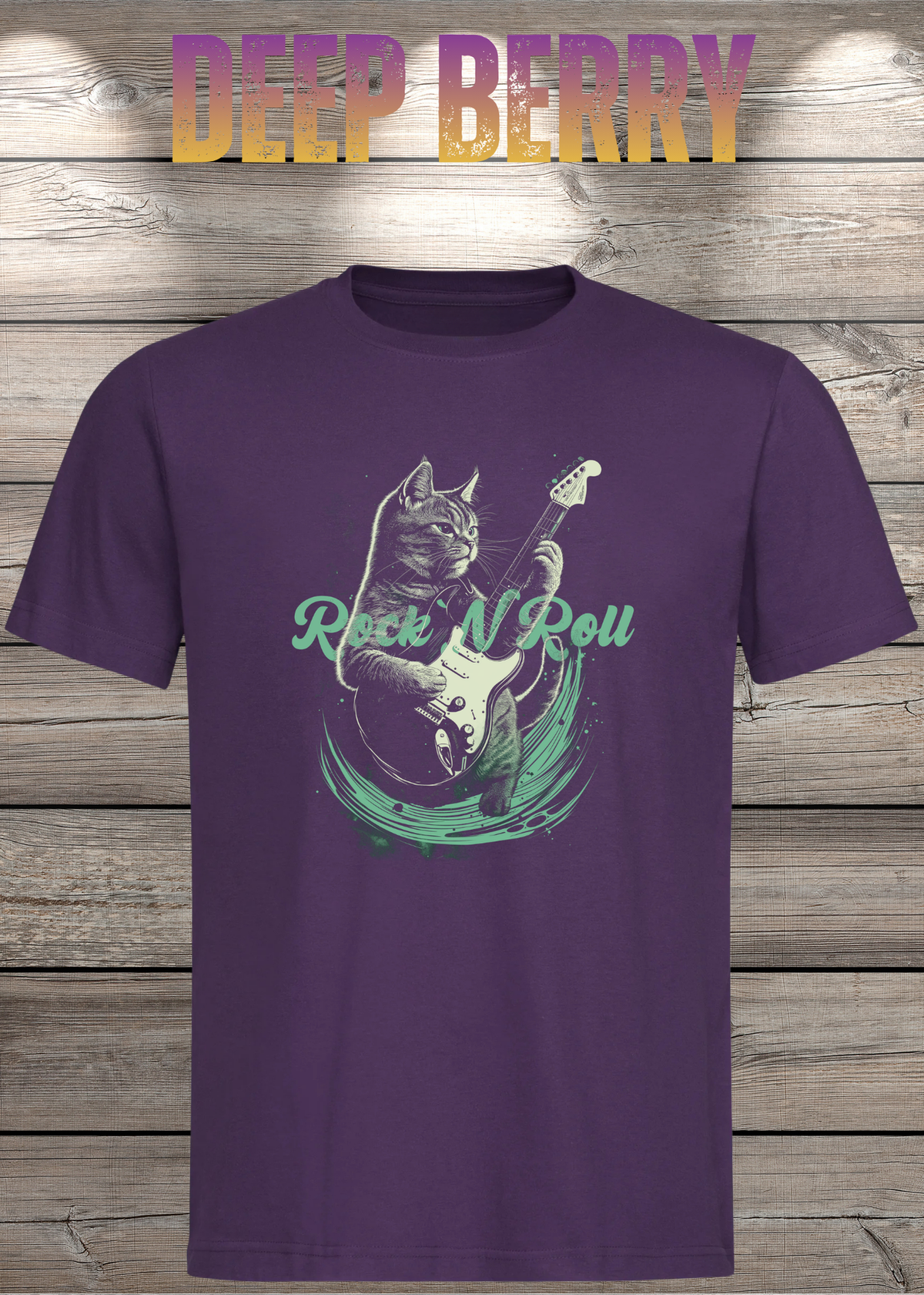 Katzenrocker – Rock n Roll Unisex T-Shirt für Musikliebhaber in Deep Berry.