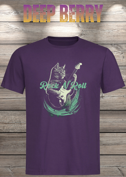 Katzenrocker – Rock n Roll Unisex T-Shirt für Musikliebhaber in Deep Berry.