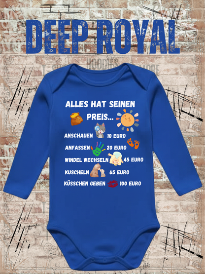 Baby Body Langarm Alles Hat Seinen Preis | Lustiger Babybody zur Geburt | Geschenk für Jungen & Mädchen