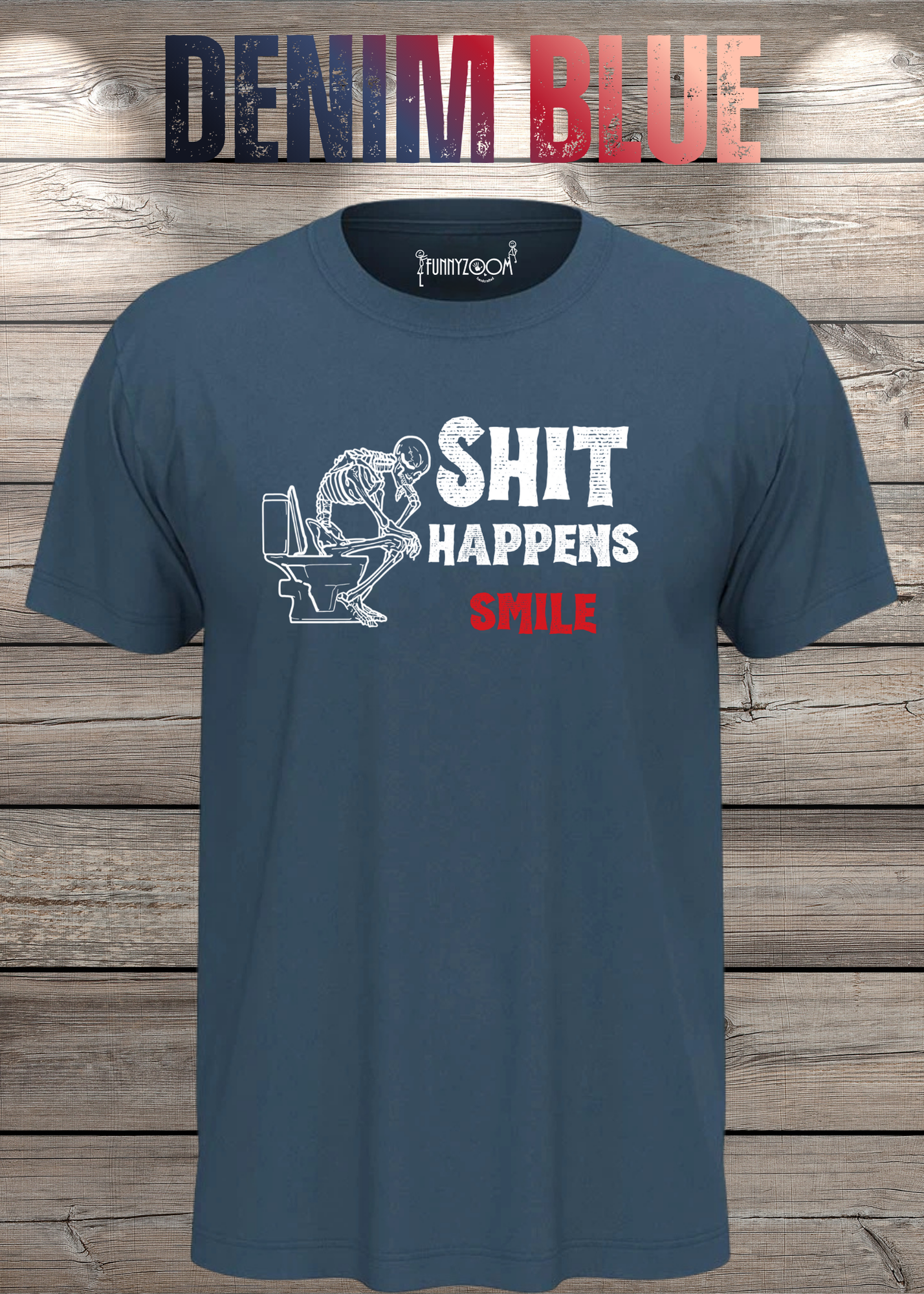 T-Shirt 'Shit happens smile' - Skelett Design - Witziges Spruch T-Shirt Unisex - Geschenkidee