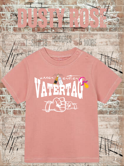 Baby Maedchen T-Shirt Unser erster Vatertag Suesse in Dusty Rose.