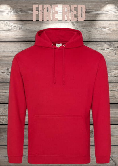 Hoodie Unisex mit Wunschmotiv bedrucken in Fire Red.