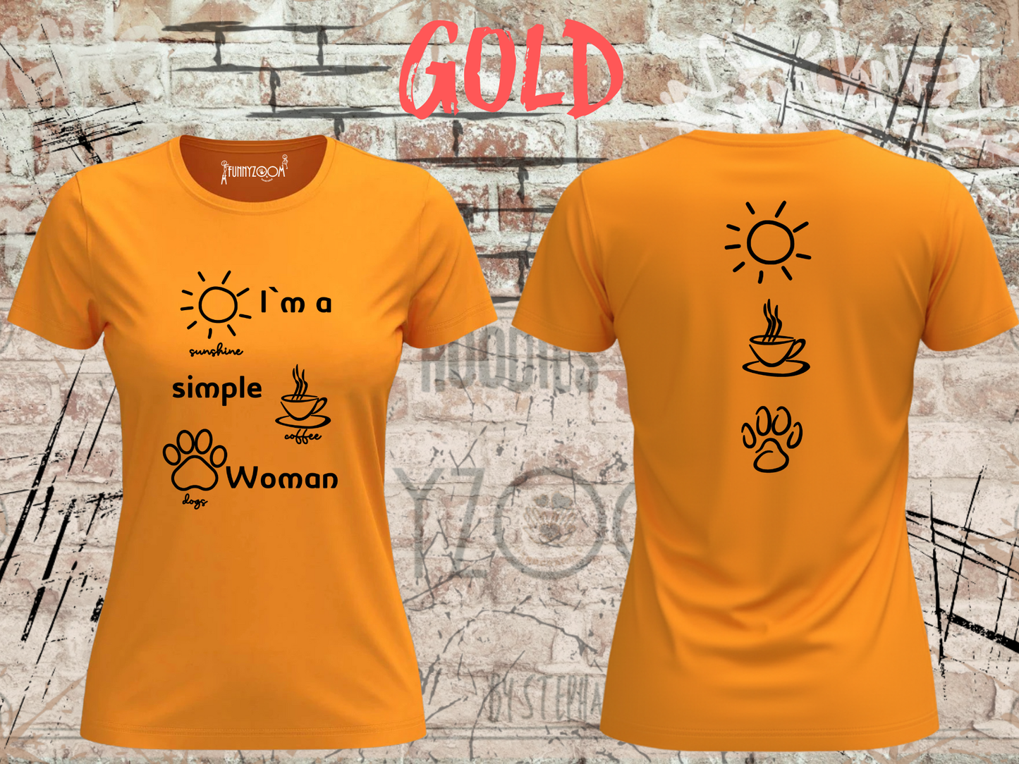 T-Shirt I'm a simple Woman Sunshine Coffee and Dogs Lustige Sprüche Geschenkidee Freizeit viele Farben