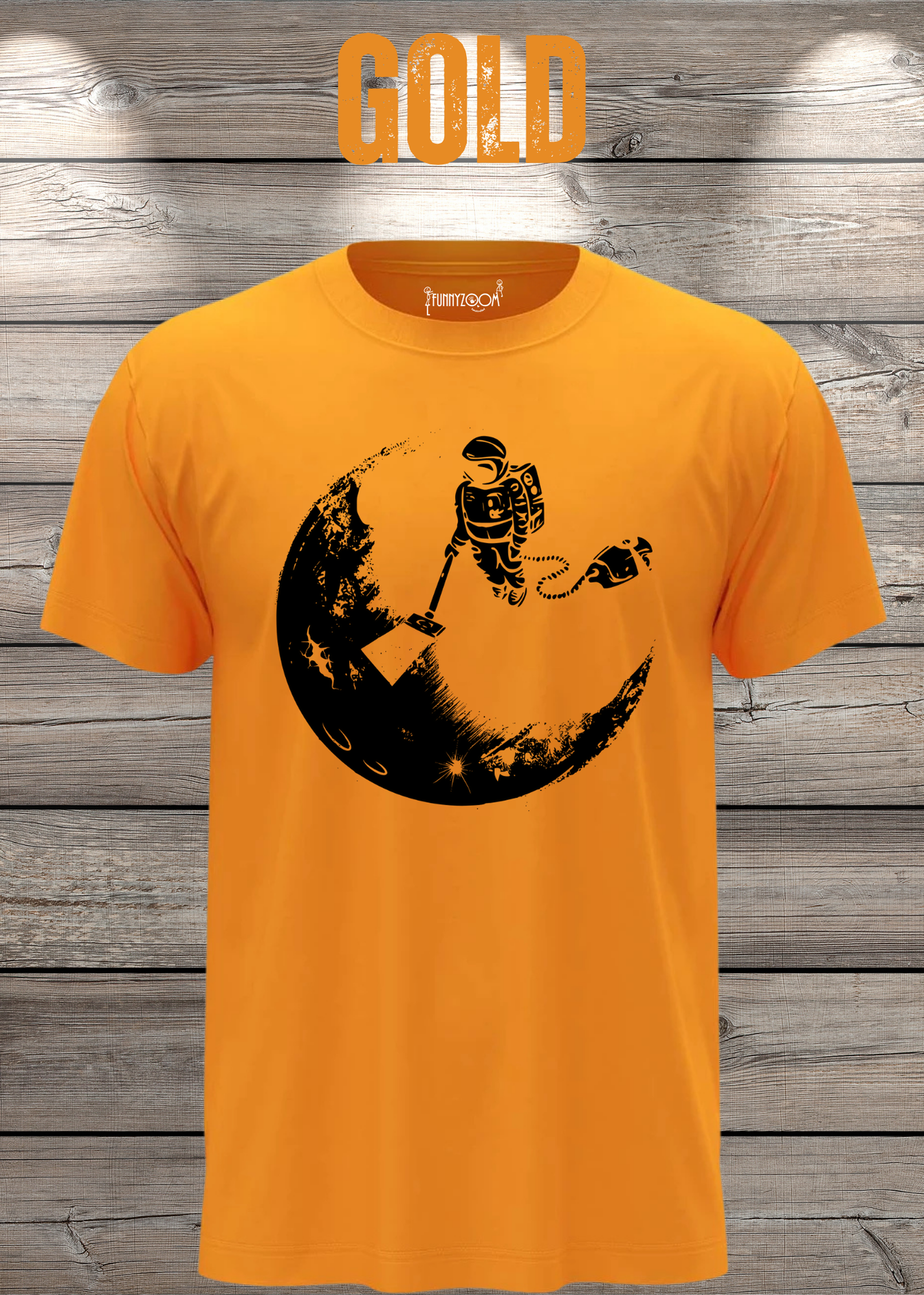 T-Shirt Mond mit Astronaut der Mond mit Staubsauger Staub saugt Personalisierbar Witziges T-Shirt Geschenkidee Lustiges Unisex T-Shirt