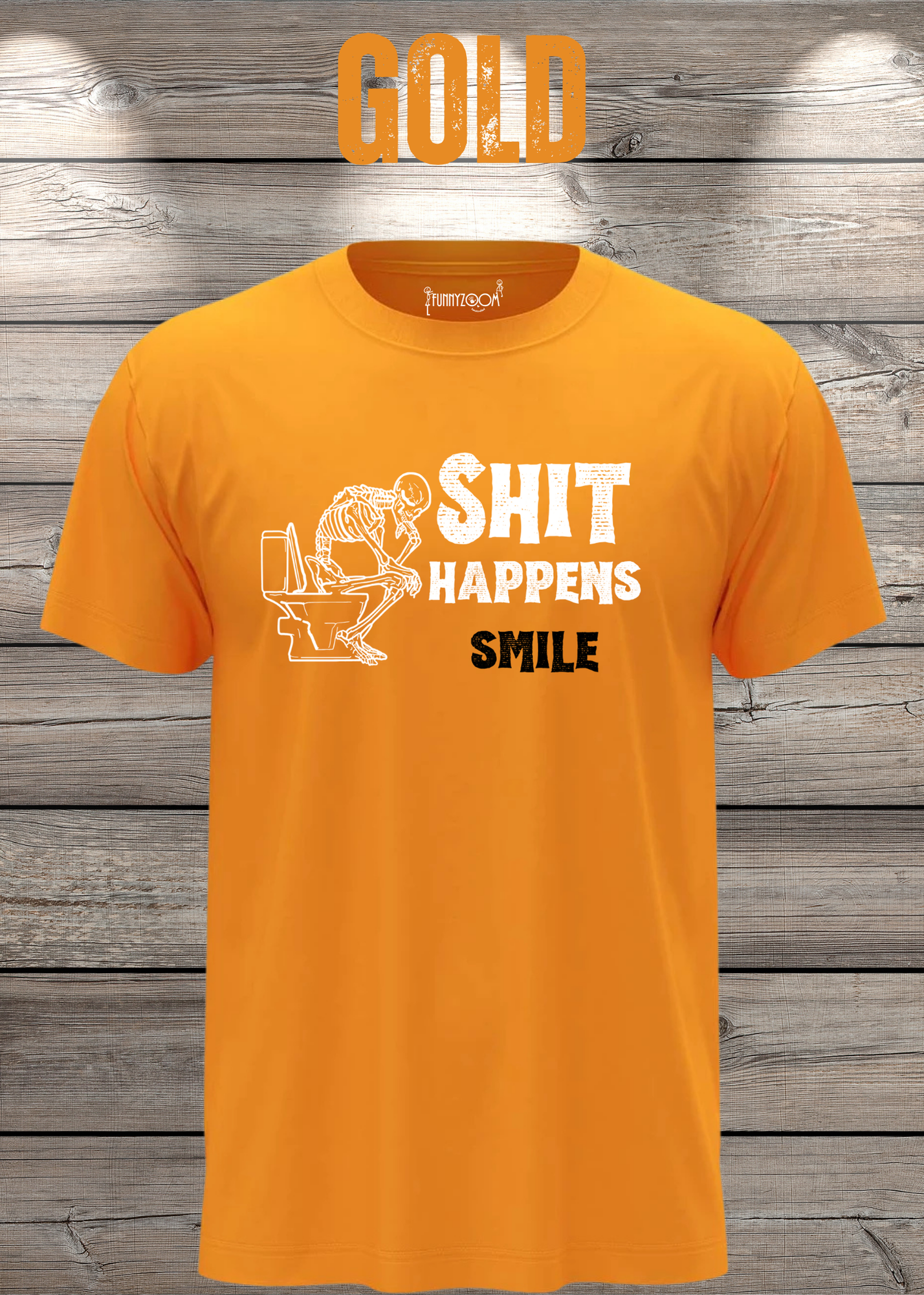 T-Shirt 'Shit happens smile' - Skelett Design - Witziges Spruch T-Shirt Unisex - Geschenkidee